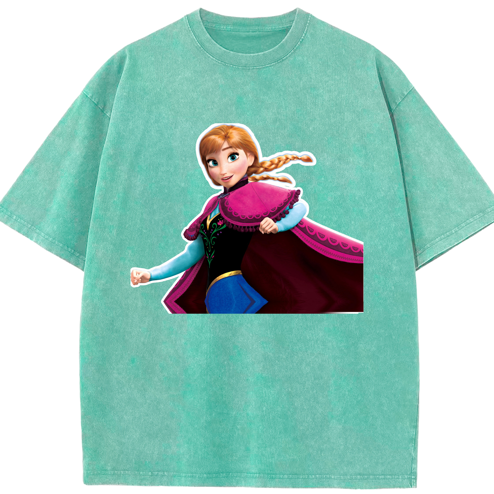 （画像用） アナと雪の女王 アンナ エルサ Frozen Anna Elsa 綿100% ヴィンテージ風 半袖Tシャツ（フロントプリント）